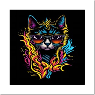 cool cat in glasses Posters and Art